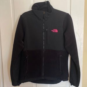The North Face polartec black fleece with pink accents